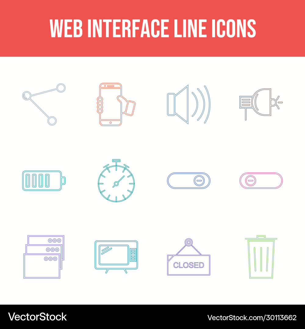 Beautiful web interface icon set vector image