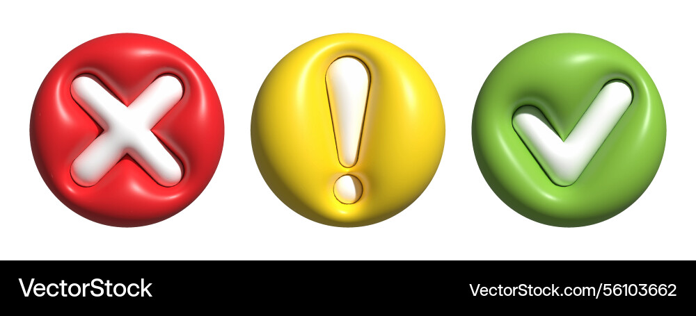 Cross exclamation and checkmark icons vector image