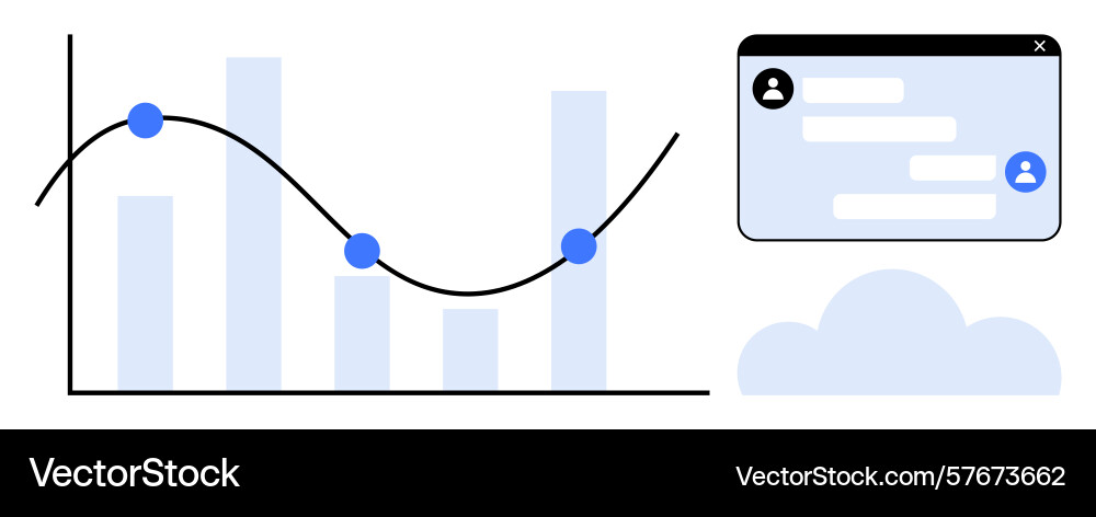 Data analysis with chart and online messaging Data analysis with chart and online messaging vector image