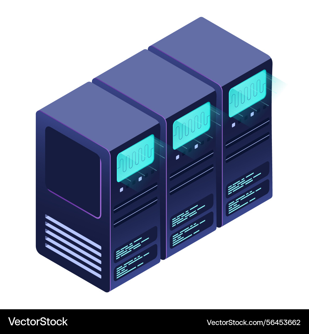 Isometric futuristic server database vector image