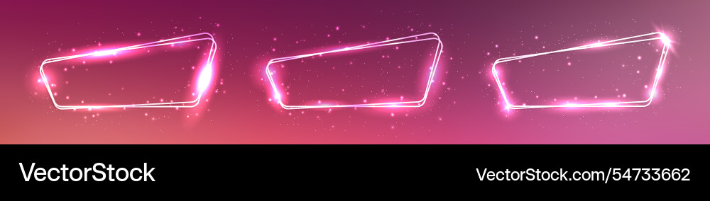 Neon double rounded frame with shining effects Neon double rounded frame with shining effects vector image