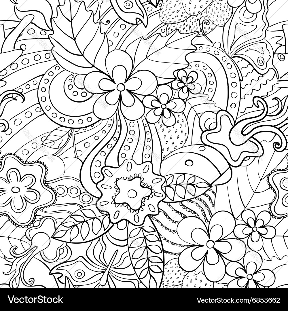 Psychedelic Floral Seamless Pattern vector image