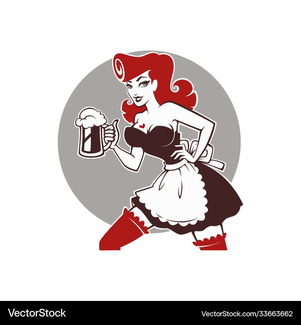 Retro Beer Girl with Mug vector image