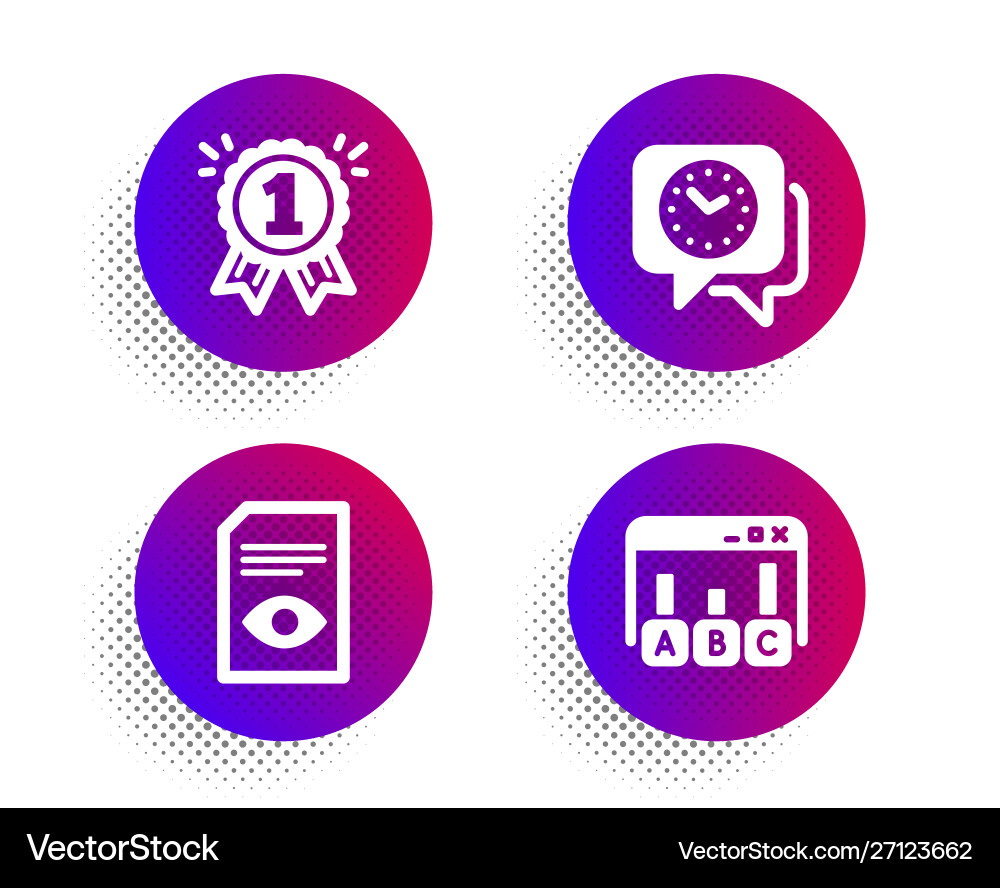 Reward view document and clock icons set survey vector image