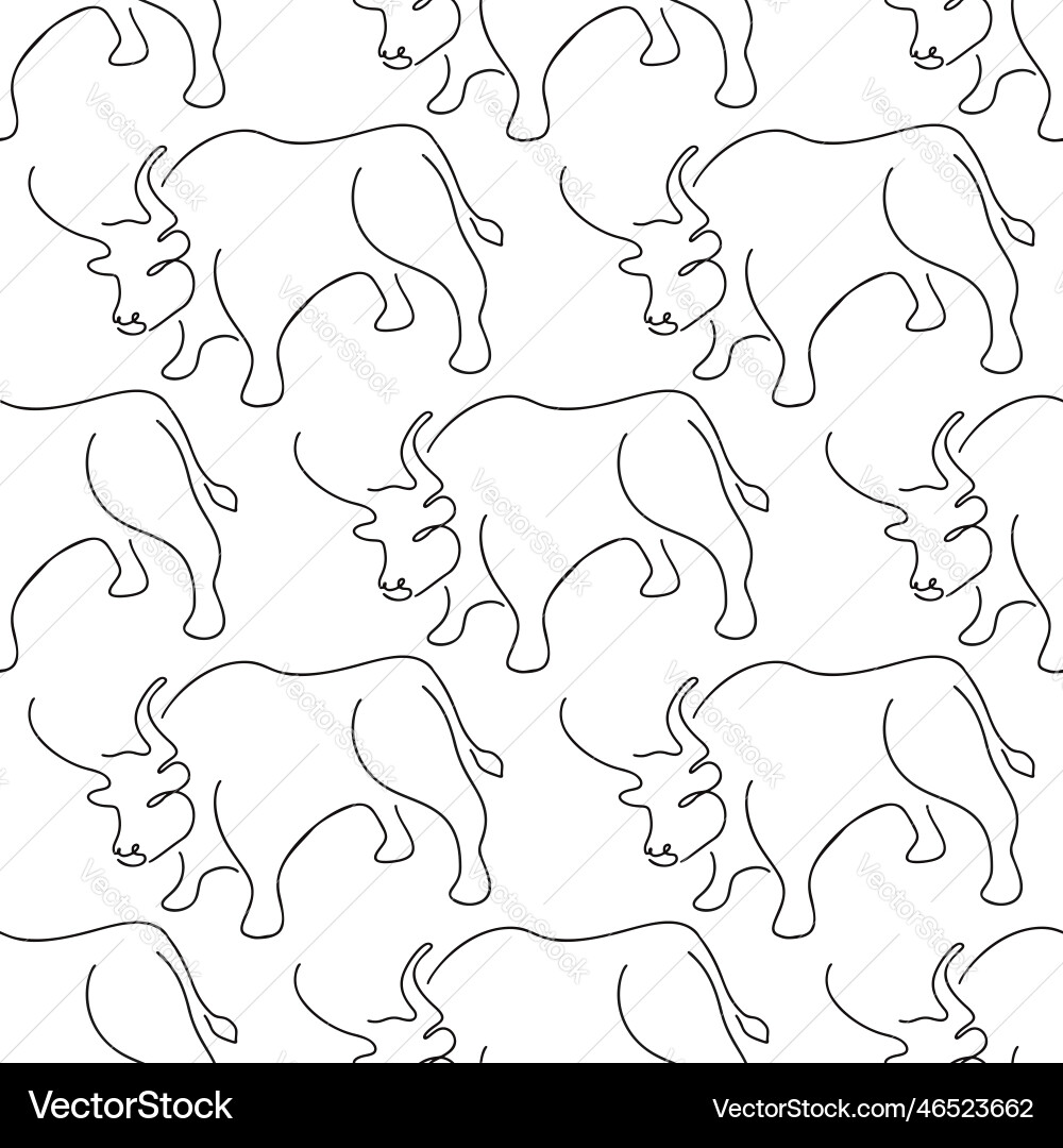 Seamless pattern with bulls in line vector image