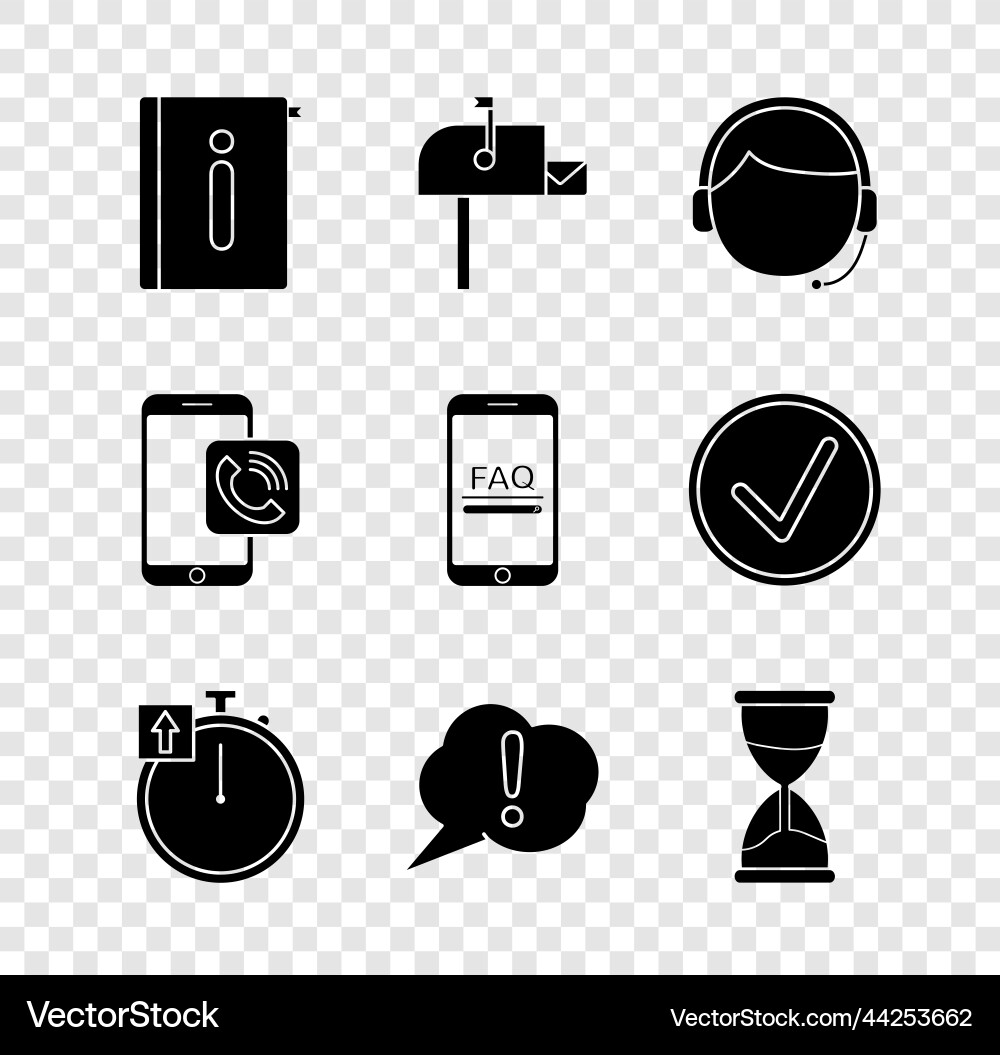 Set user manual open mail box man with headset Set user manual open mail box man with headset vector image