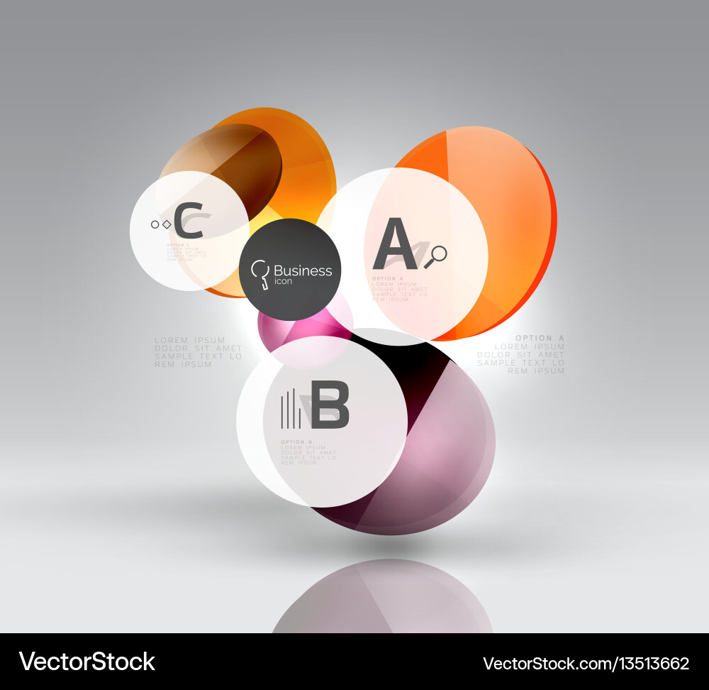 Shiny circles with text in 3d space Vector Image