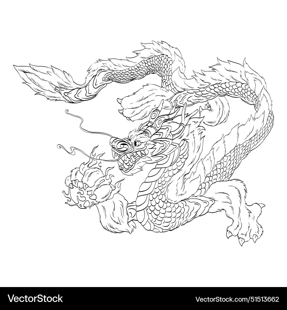 Sketch of chinese dragon holding pearl Sketch of chinese dragon holding pearl vector image
