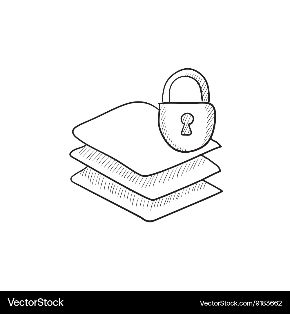 Stack of papers with lock sketch icon Vector Image