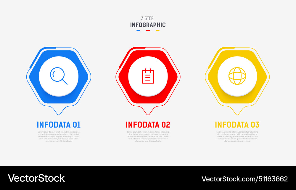 Three step infographic label design template Vector Image