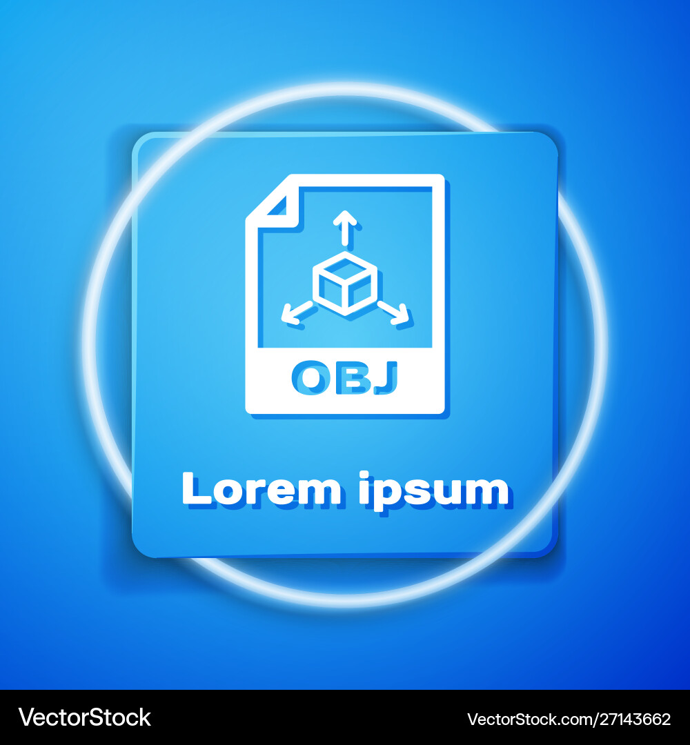White obj file document download button icon White obj file document download button icon vector image