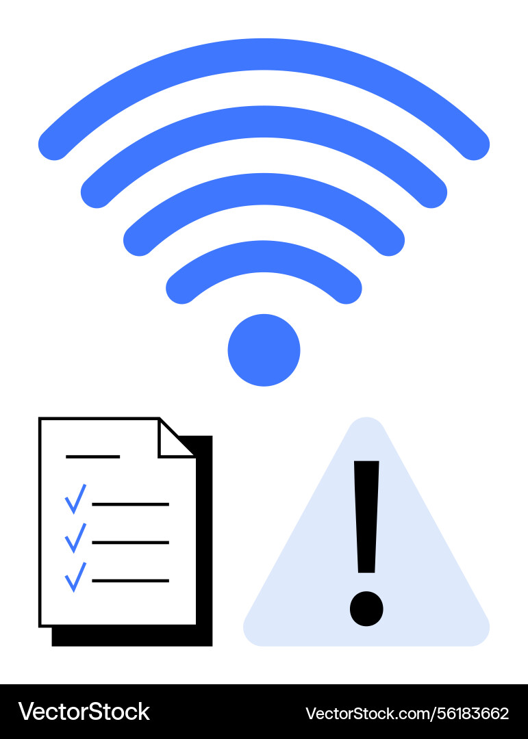 Wireless connection warning with checklist Wireless connection warning with checklist vector image