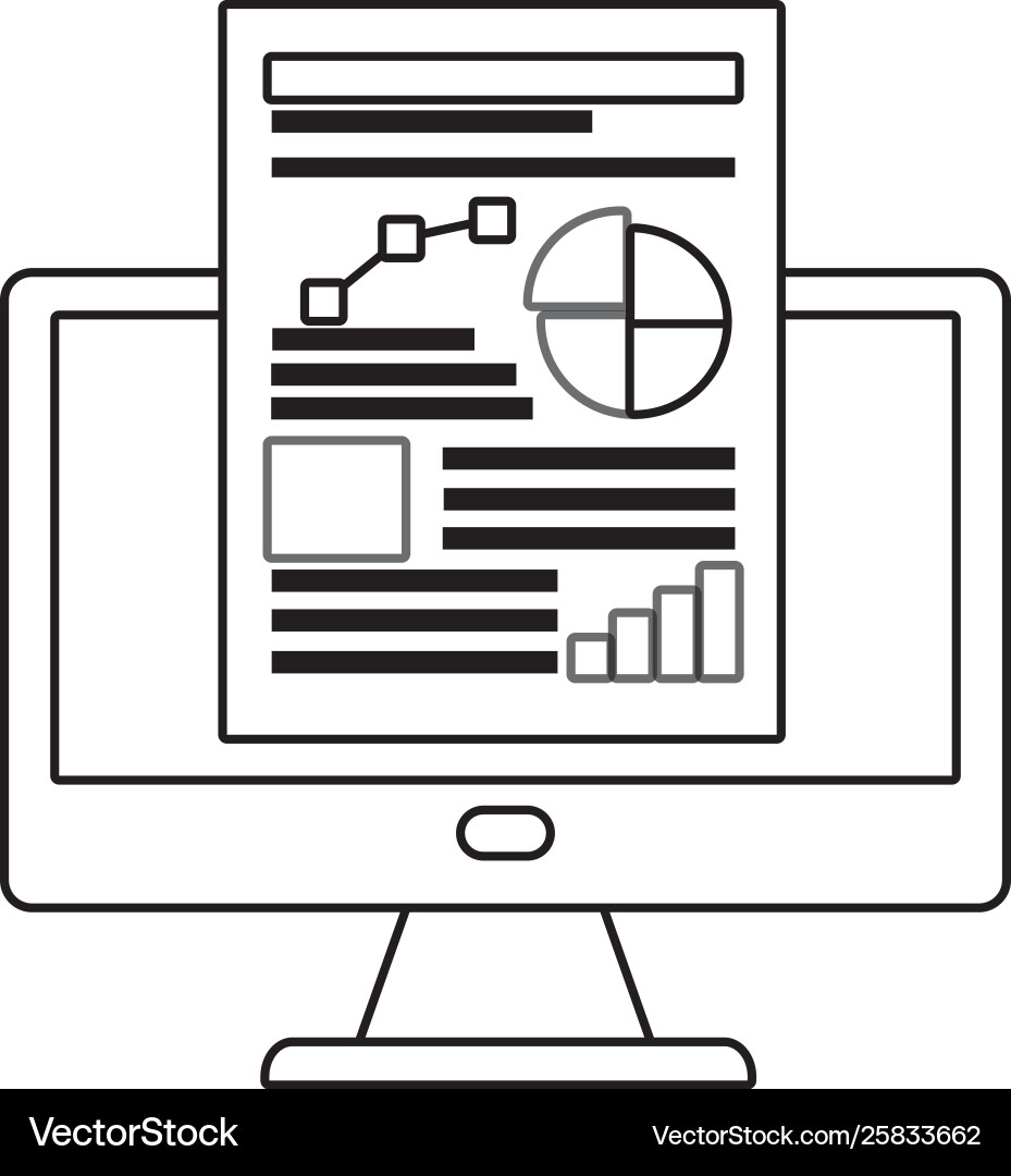 Workflow computer and infographic design vector image