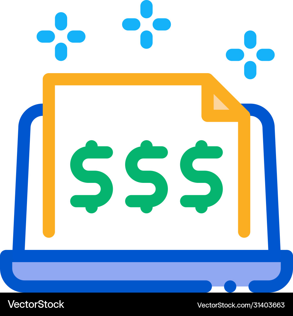 Cash documents in computer version icon Cash documents in computer version icon vector image