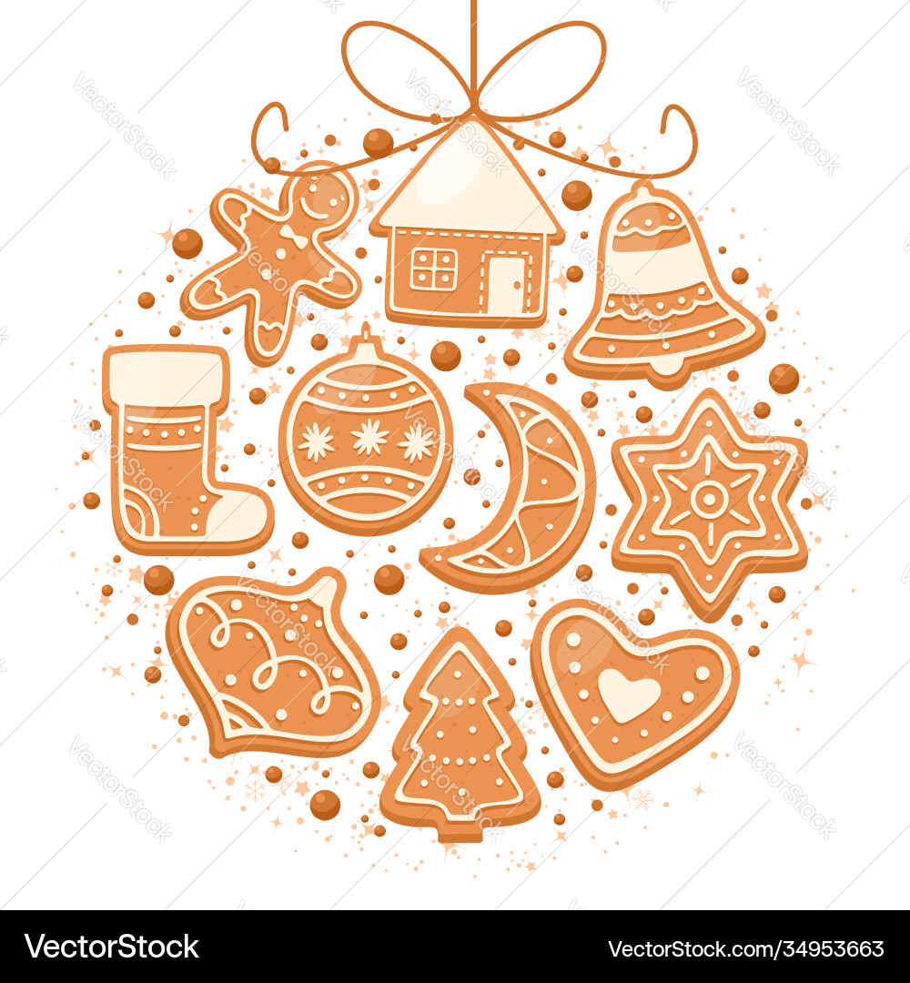 Christmas gingerbread cookies Christmas gingerbread cookies vector image