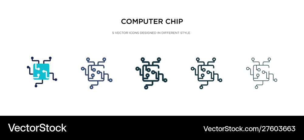 Computer chip icon in different style two Computer chip icon in different style two vector image
