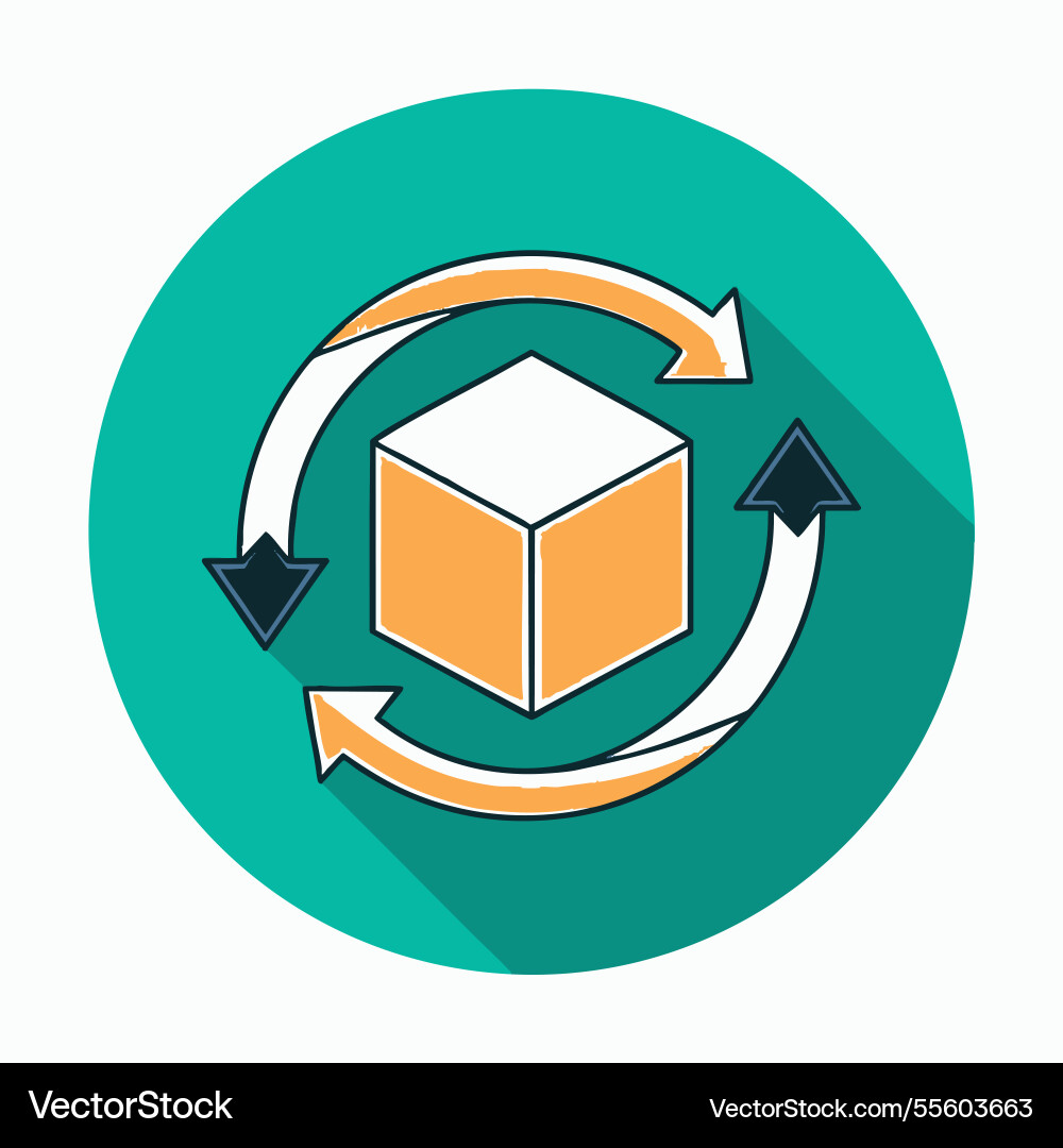 Cube with circular arrows Cube with circular arrows Vector Image
