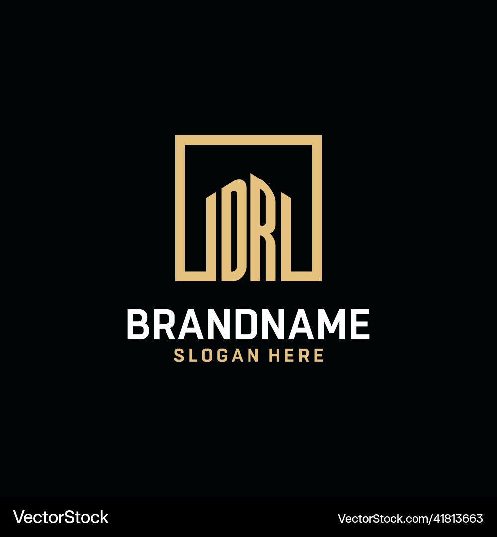 Dr initial monogram logo design with square shape Dr initial monogram logo design with square shape Vector Image