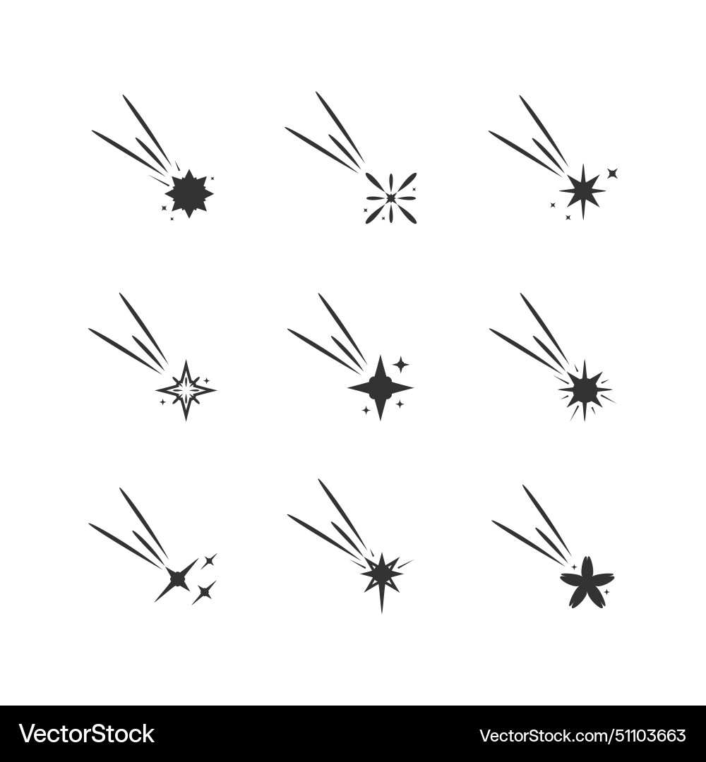 Falling star icon different shape design vector image