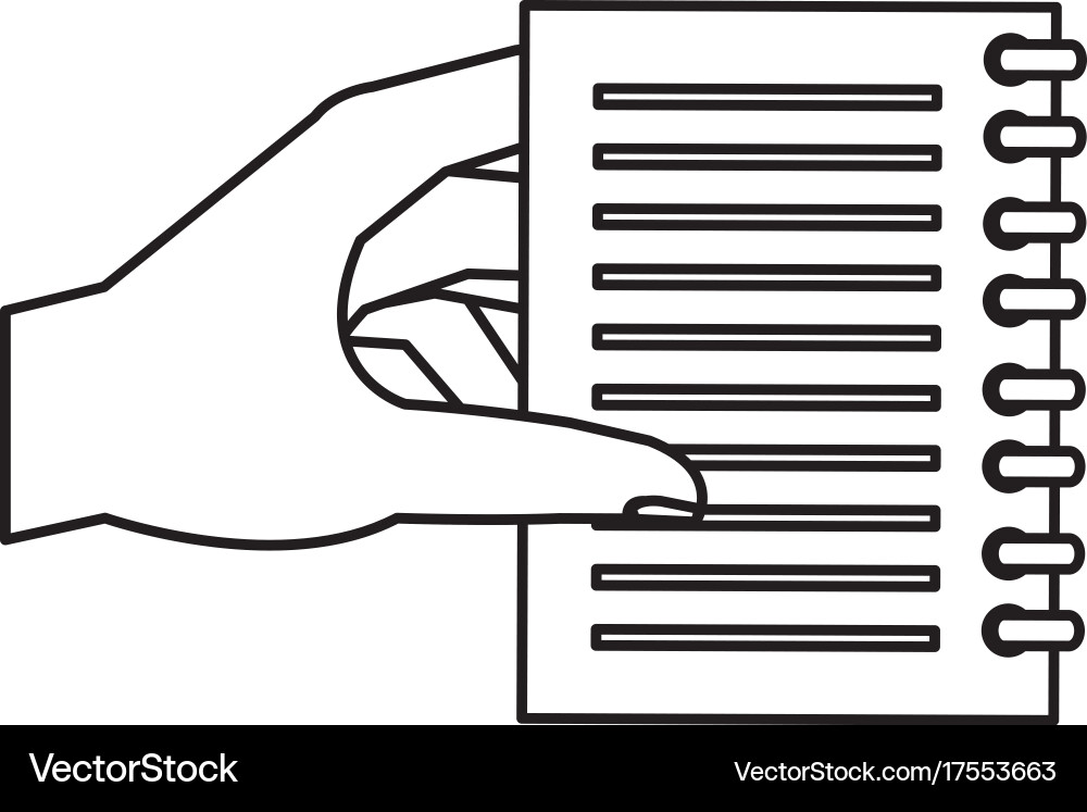 Hands human with notebook paper isolated icon Vector Image