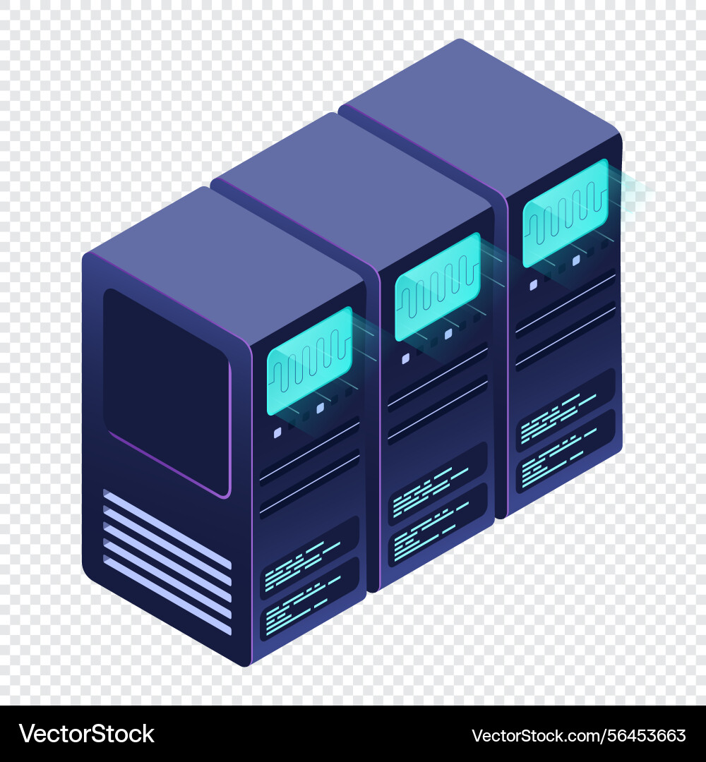 Isometric futuristic server database Isometric futuristic server database Vector Image