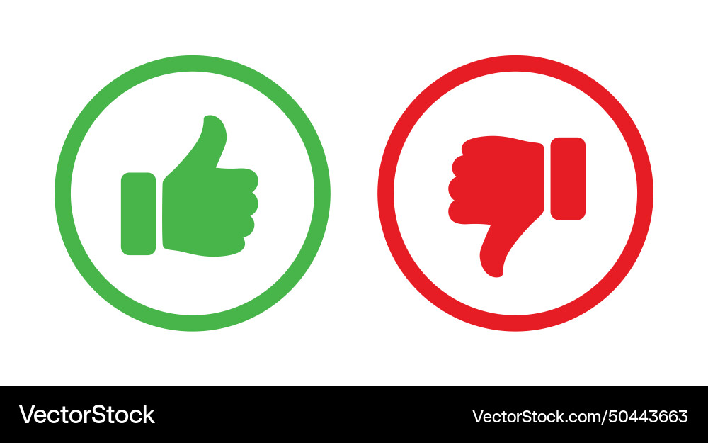 Like and dislike symbol colour outline Royalty Free Vector