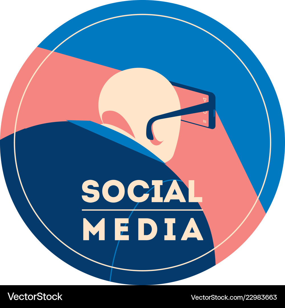 Man using smartphone as a glasses to view blog Vector Image