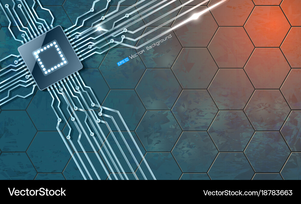 Modern Microchip Circuit Board Background vector image