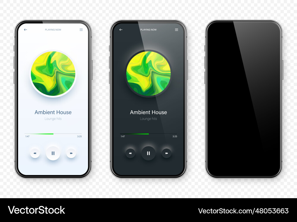 Online audio player user interface smartphone app Online audio player user interface smartphone app Vector Image