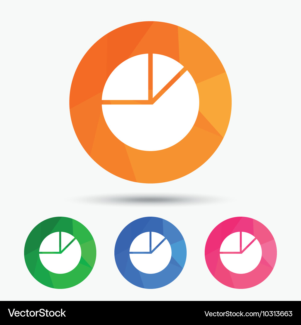 Pie chart graph sign icon diagram button Vector Image