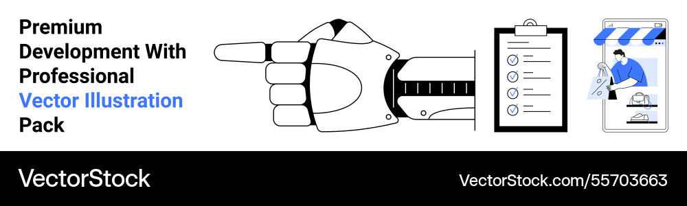 Robotic hand pointing with task checklist vector image