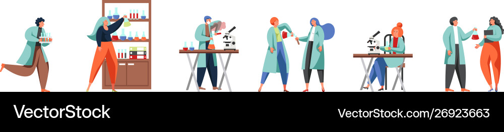 Scientists in Modern Lab Setting vector image