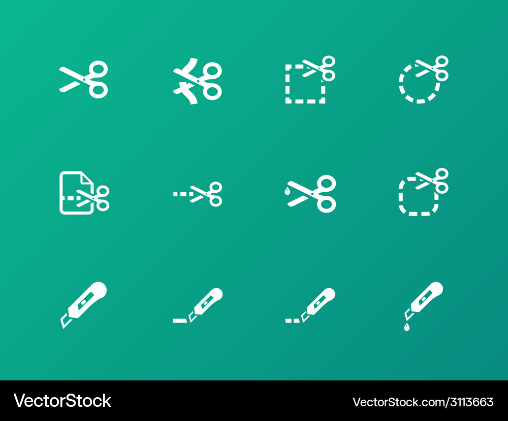 Scissors with cut lines icons Vector Image