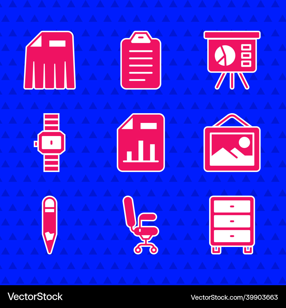 Set document with graph chart office chair Set document with graph chart office chair vector image