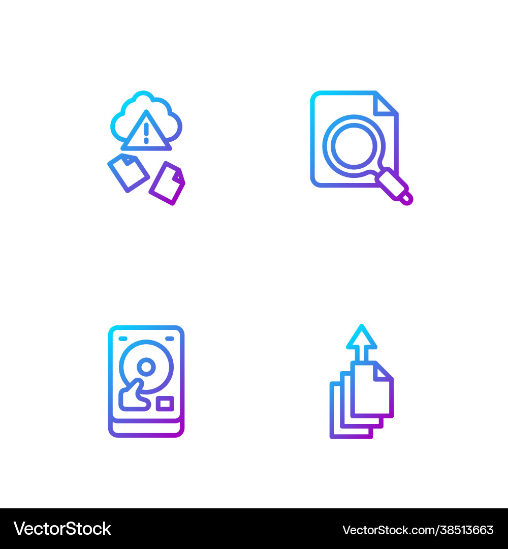 Set line data export hard disk drive hdd cloud Set line data export hard disk drive hdd cloud vector image