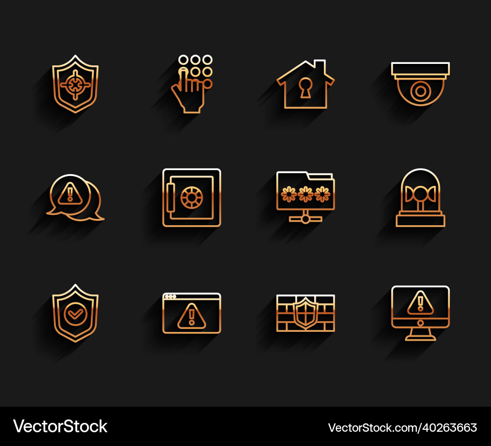 Set line shield with check mark browser Set line shield with check mark browser vector image
