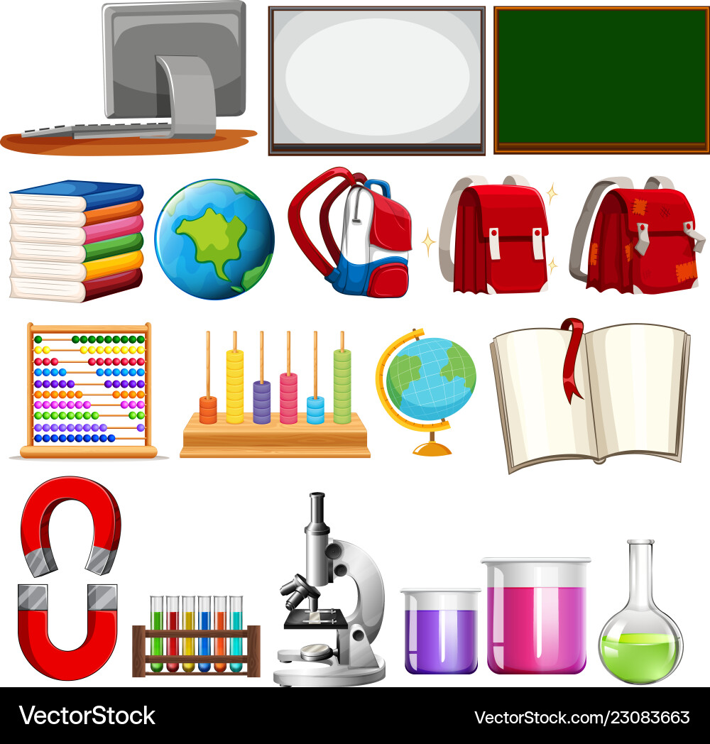 Set of school learning element Set of school learning element vector image