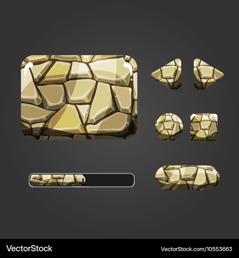Set of stone different buttons vector image