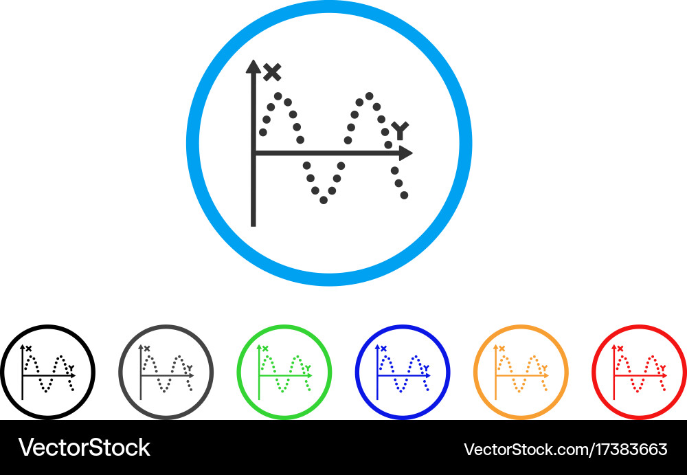 Sine plot rounded icon vector image