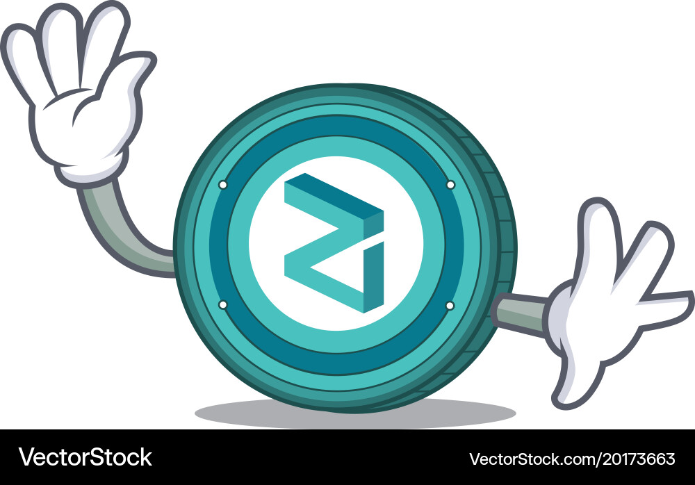 Waving zilliqa coin character cartoon Vector Image