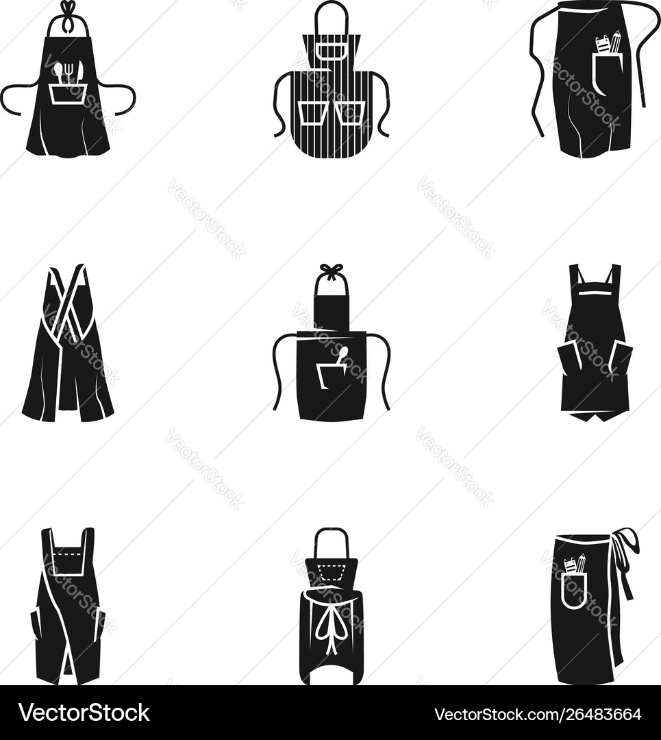 Apron icon set simple style Apron icon set simple style vector image