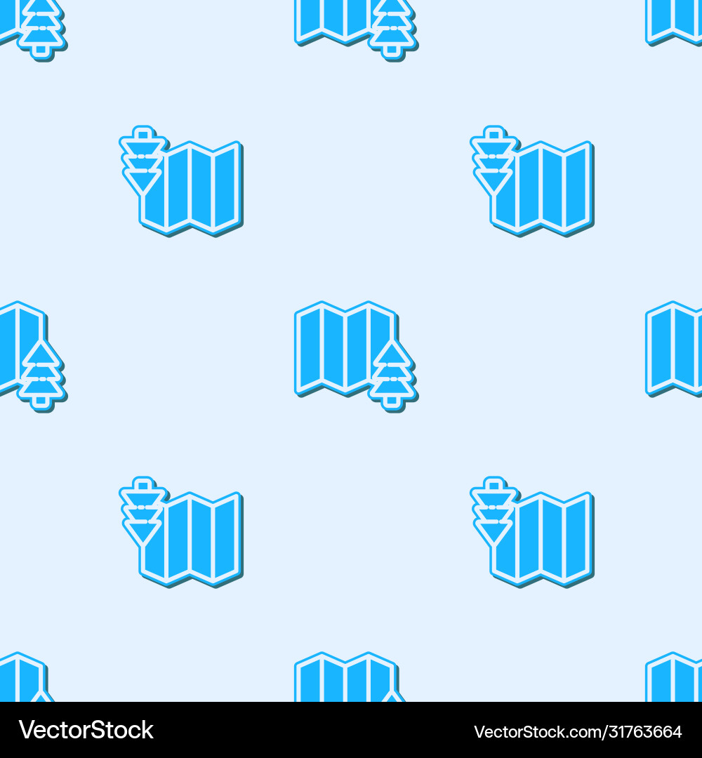 Blue line location forest on a map icon Vector Image