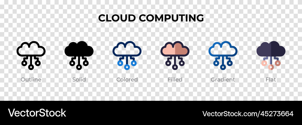 Cloud computing icon in different style Cloud computing icon in different style vector image