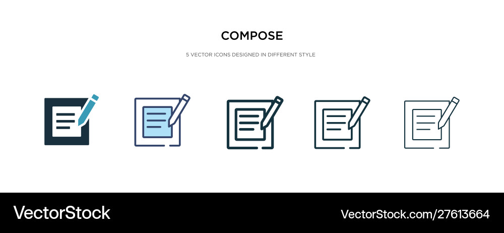 Compose icon in different style two colored Compose icon in different style two colored vector image