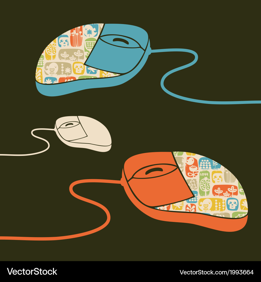 Computer mouse decorated with design print Vector Image