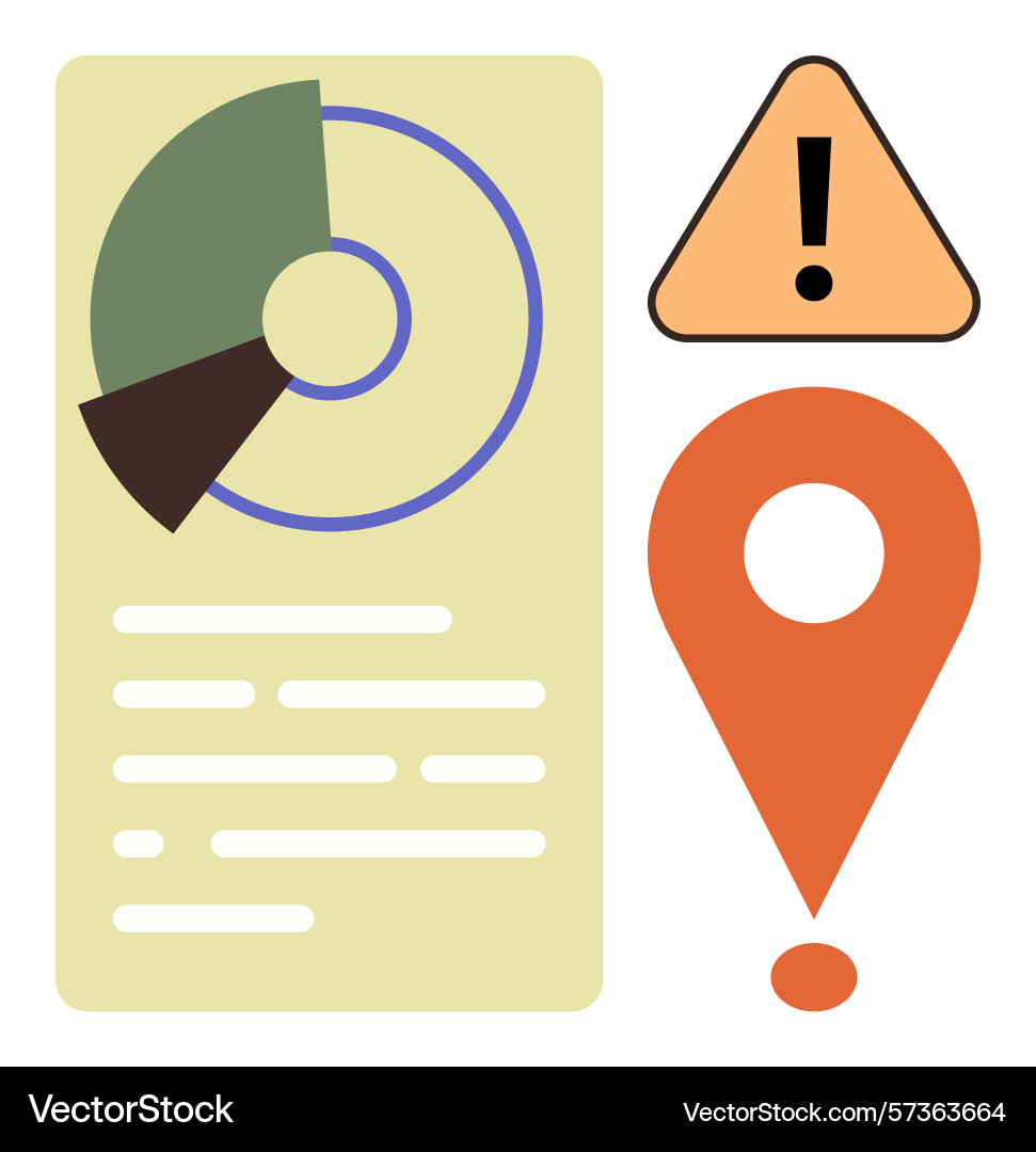 Data report with pie chart alert icon Data report with pie chart alert icon vector image