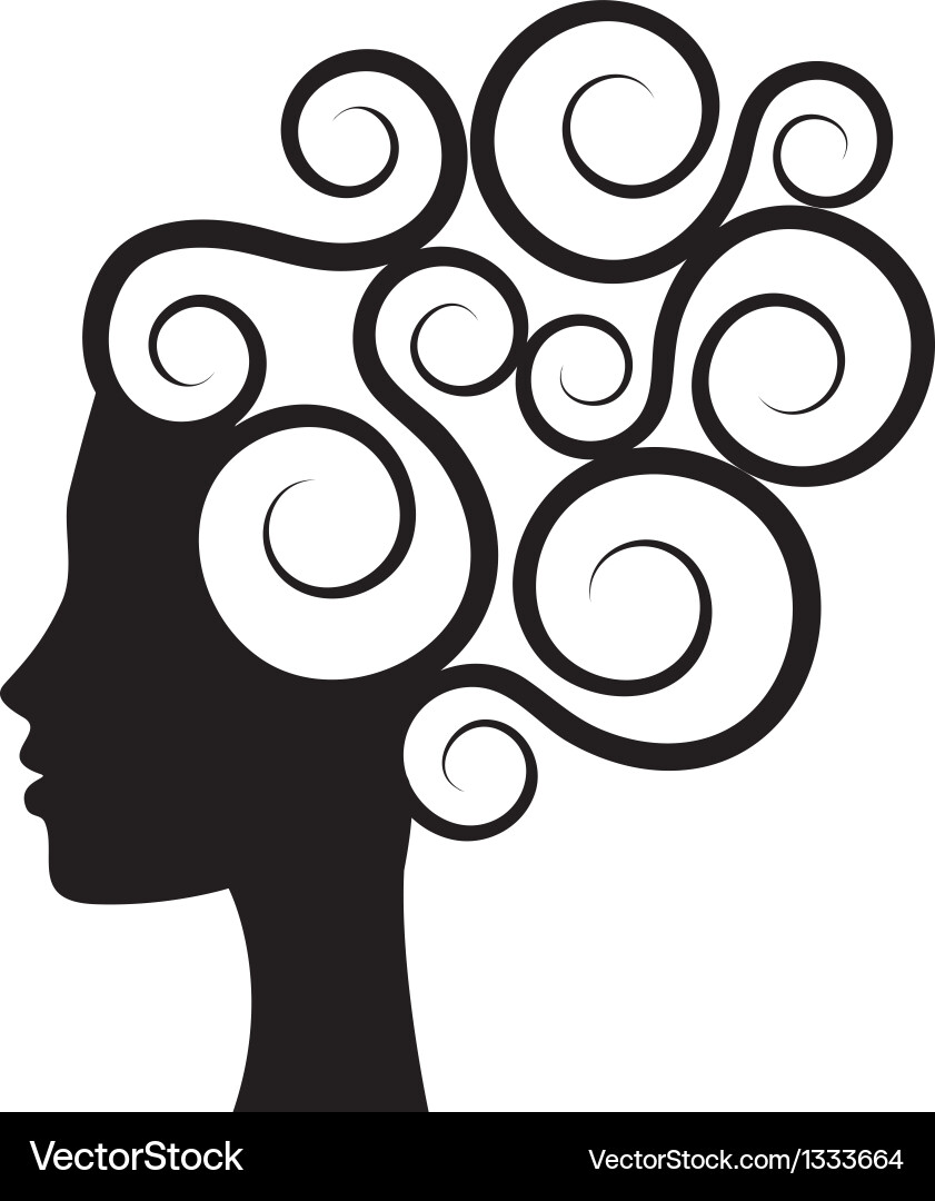Elegant Woman Silhouette - Curly Hair vector image