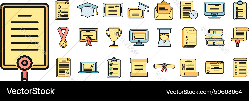 Final exam icons set color Final exam icons set color vector image