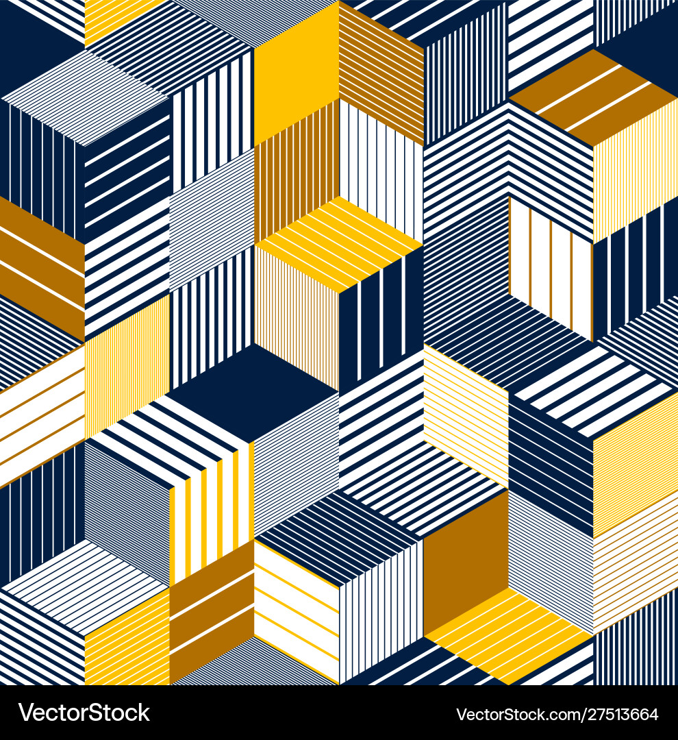 Geometric 3d seamless pattern with lined cubes Geometric 3d seamless pattern with lined cubes vector image