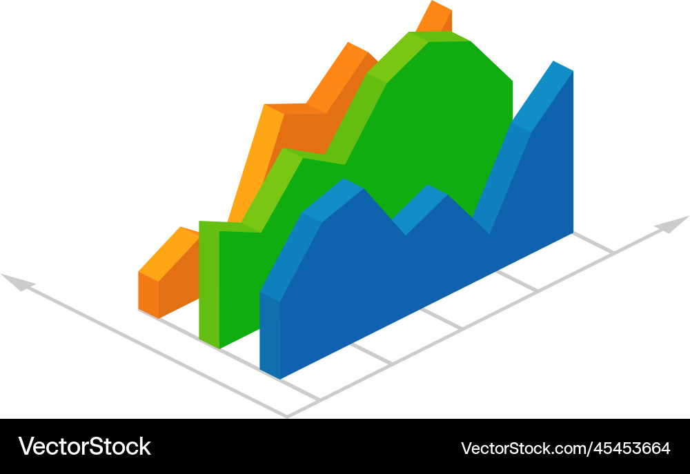 Isometric area chart icon 3d color dashboard Isometric area chart icon 3d color dashboard vector image